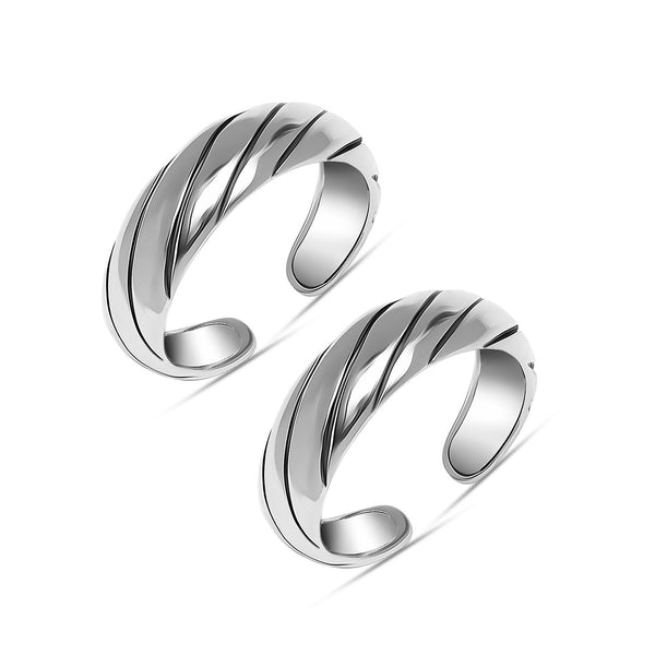 925 Sterling Silver Antique Classic Twisted Design Adjustable band Toe Rings for Women