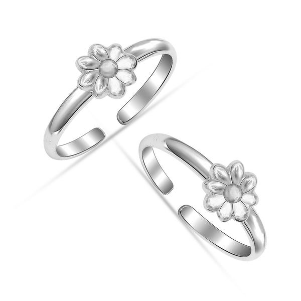 925 Sterling Silver Daisy Flower Design Adjustable Elegant and Comfortable Toe Ring for Women