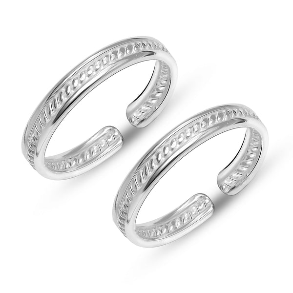 925 Sterling Silver Ribbed Adjustable Elegant and Comfortable Toe Ring for Women