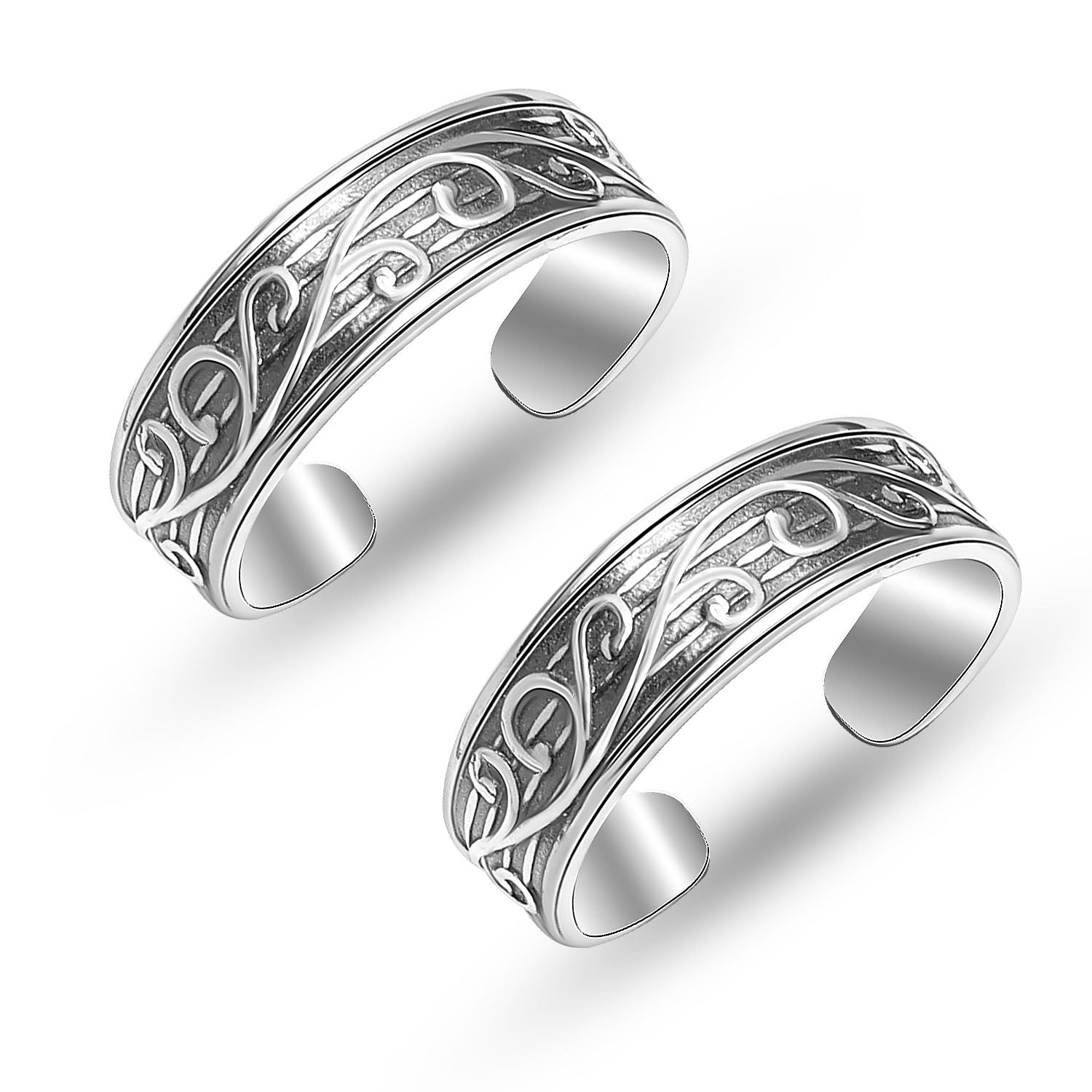 925 Sterling Silver Antique Victorian Swirl Adjustable Toe Ring for Women