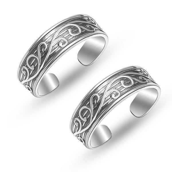 925 Sterling Silver Antique Victorian Swirl Adjustable Toe Ring for Women