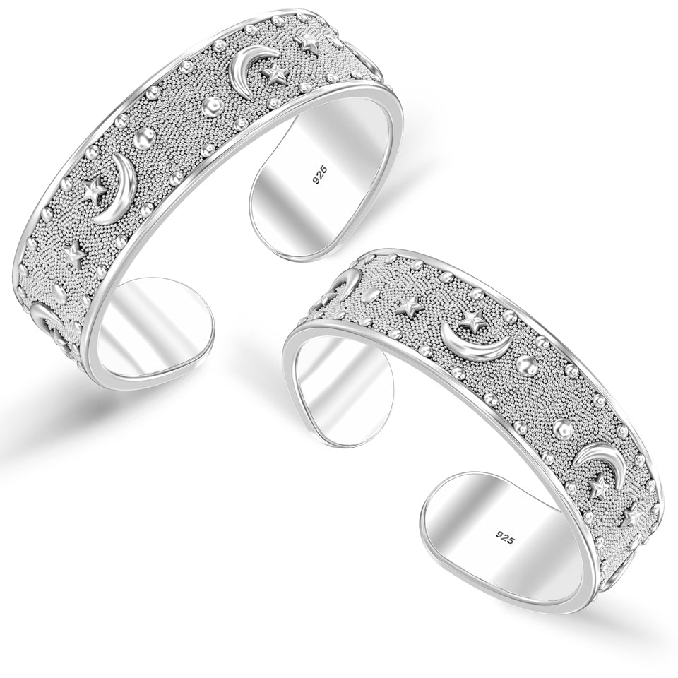 925 Sterling Silver Moon & Stars Antique Toe Ring for Women