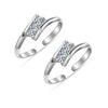 925 Sterling Silver Linear Zircon Elegant and Comfortable Adjustable Toe Ring for Women