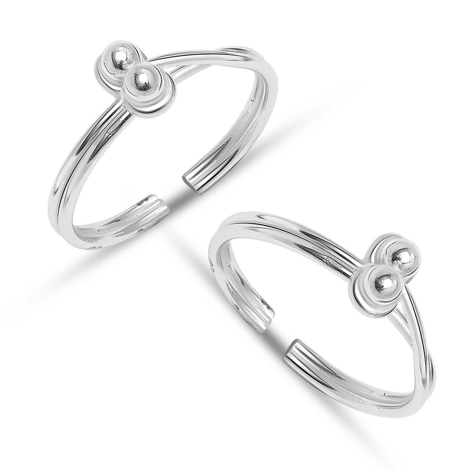 925 Sterling Silver Multi-Layered Beads Adjustable Toe Ring for Women