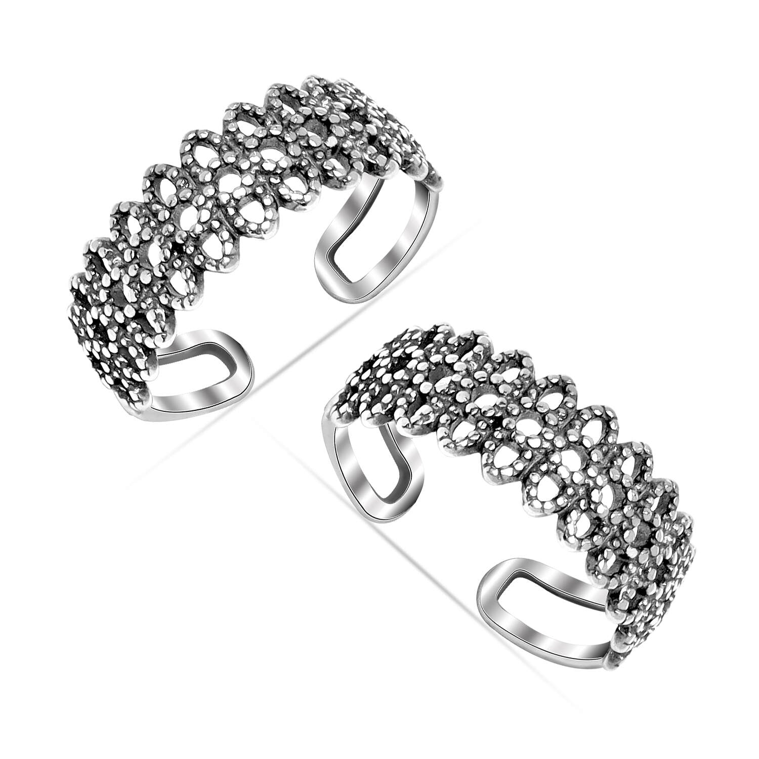 925 Sterling Silver Oxidised Adjustable band Toe Ring for Women