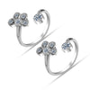 925 Sterling Silver Cubic Zirconia Fancy Floral Adjustable Toe Ring for Women