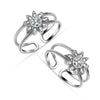 925 Sterling Silver Zircon Flower Design Toe Ring for Women