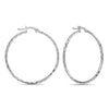 925 Sterling Silver Diamond-Cut Textured Click-Top Hoop Earrings for Women