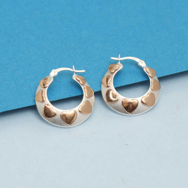 925 Sterling Silver Two-Tone Multi Heart Hoop Earrings for Women Teen