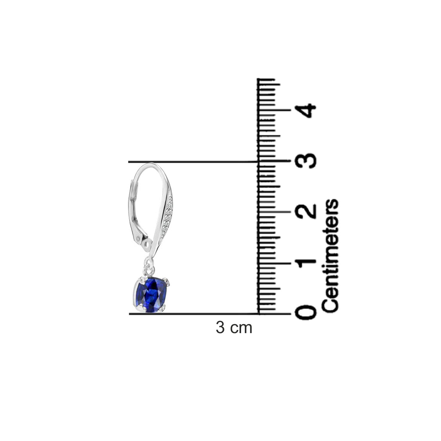 925 Sterling Silver Blue Sapphire Gemstone Birthstone CZ Leverback Earring for Women