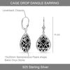 925 Sterling Silver Black Onyx Overlay Pear-Shaped Caged Leverback Drop Dangle Earrings for Women