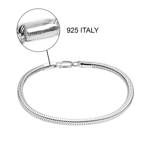 925 Sterling Silver Italian Snake-Chain Bracelets for Teen Women and Men