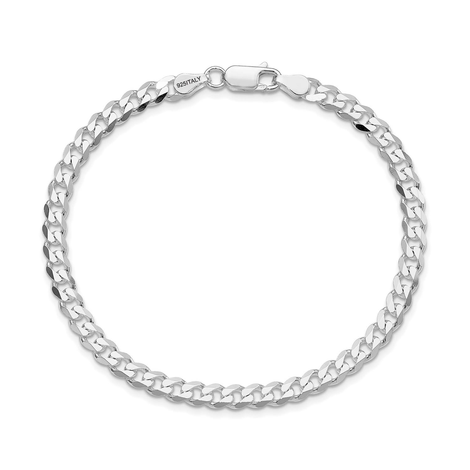 925 Sterling Silver Italian Diamond-Cut Link Curb Chain Bracelet for Men and Women 4.5MM