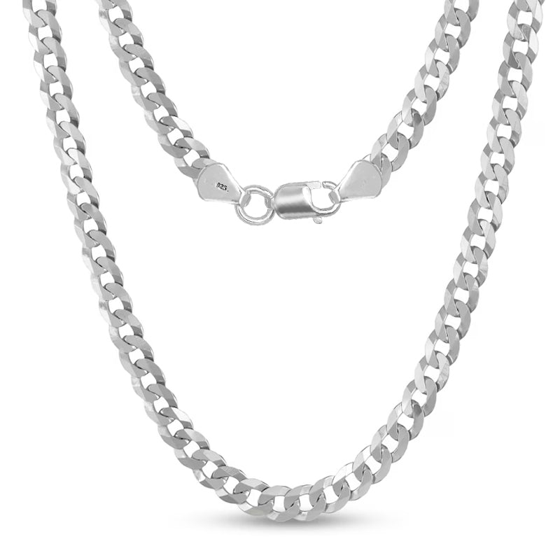 925 Sterling Silver Italian Diamond-Cut Cuban Link Curb Chain Necklace for Boys and Men 0.8 CM