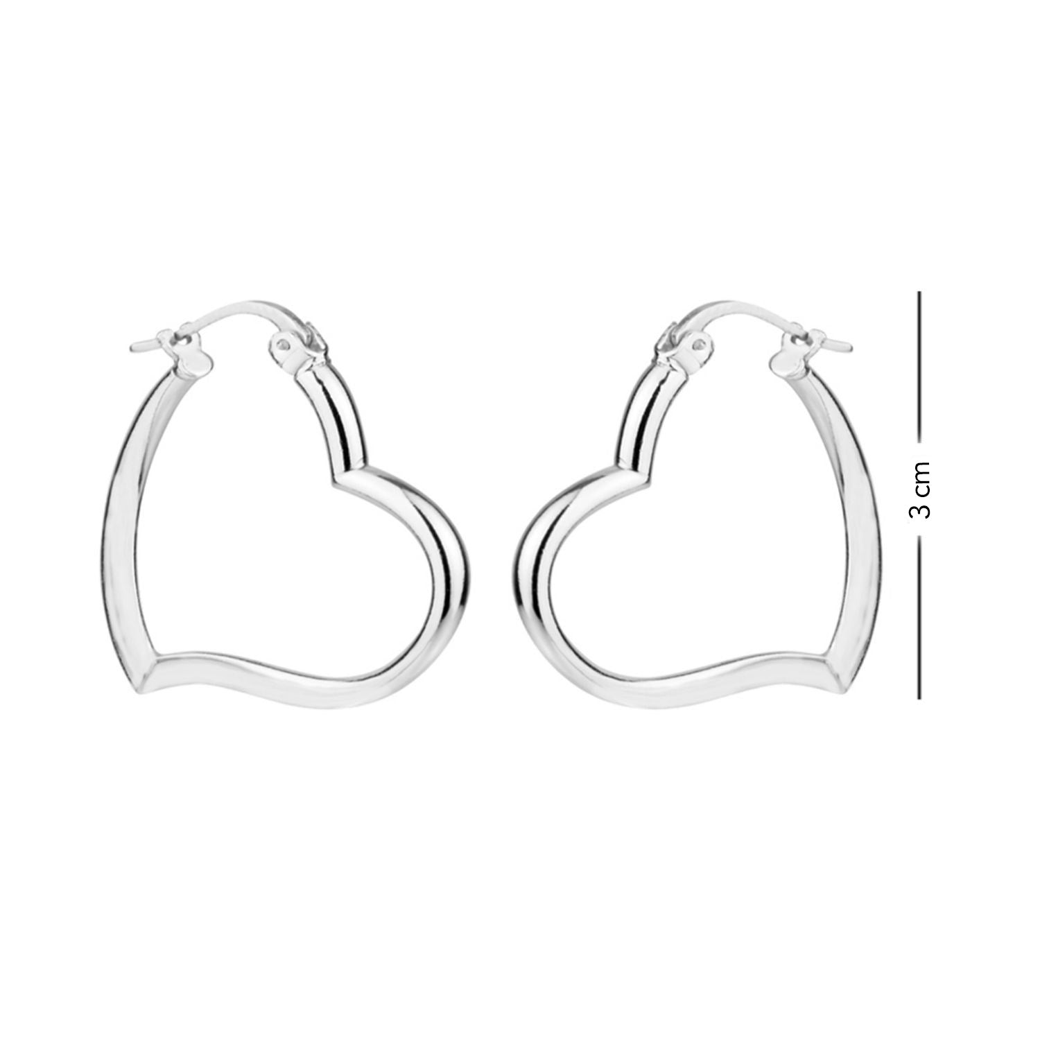 925 Sterling Silver Love Heart Shape Hoop Earrings for Teen Women