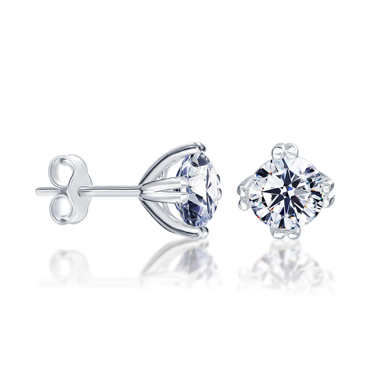 925 Sterling Silver Cubic Zirconia Diamond like Brilliance Sparkling Round Solitaire Stud Earrings for Women