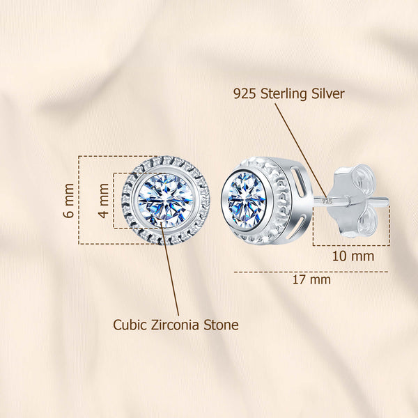 925 Sterling Silver Cubic Zirconia Hello Style Crystal White Sparkling Stud Earrings for Women