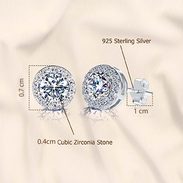 925 Sterling Silver Diamond like Brilliance Sparkling Halo CZ Stud Earrings for Women