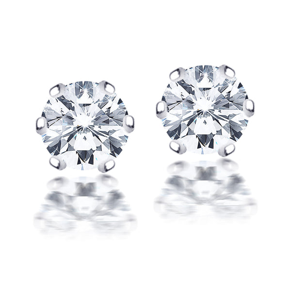 925 Sterling Silver Diamond like Brilliance Sparkling Cubic Zirconia Round Shape Stud Earrings for Women