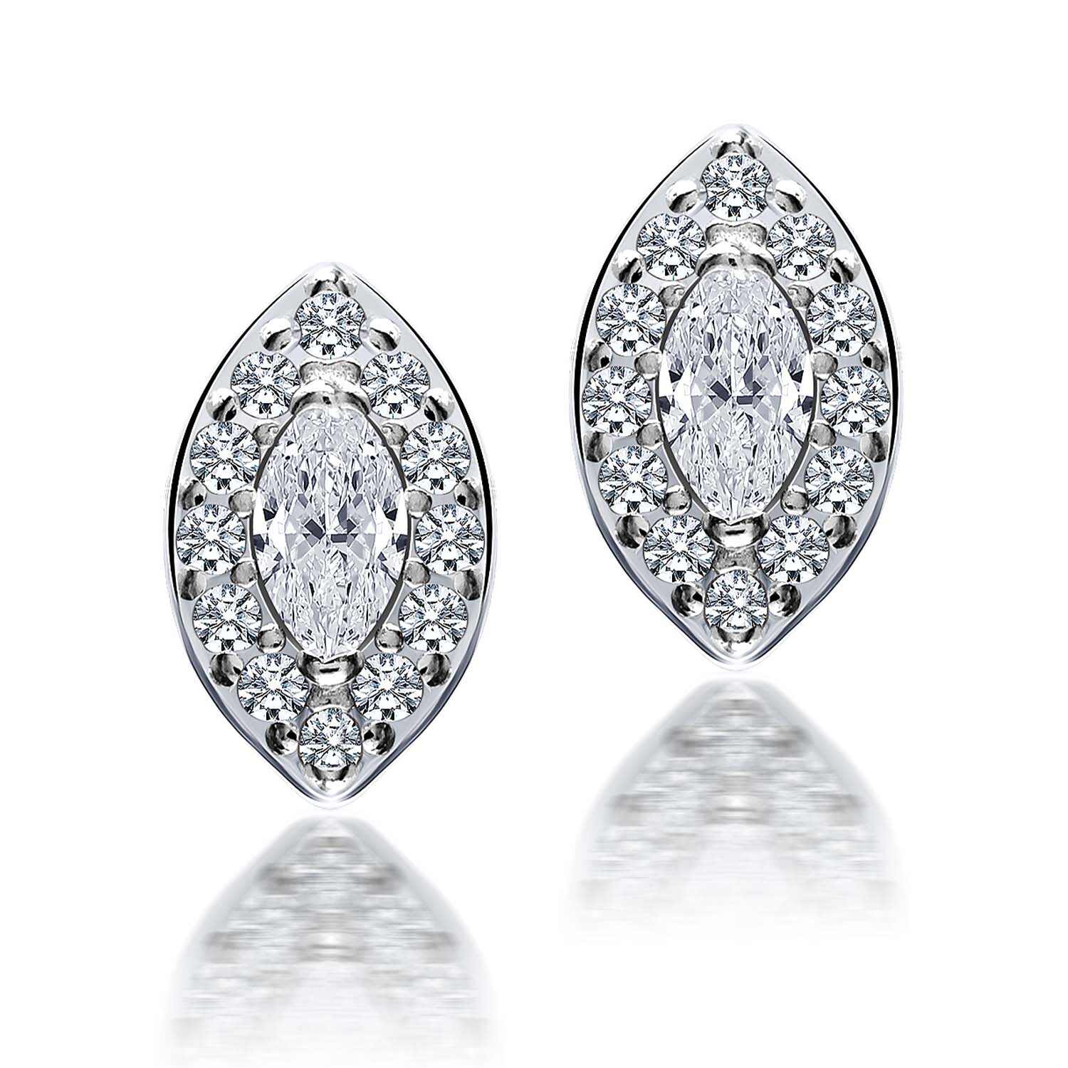 925 Sterling Silver Halo CZ Diamond like Brilliance Sparkling Marquise Ear Stud Earrings for Women