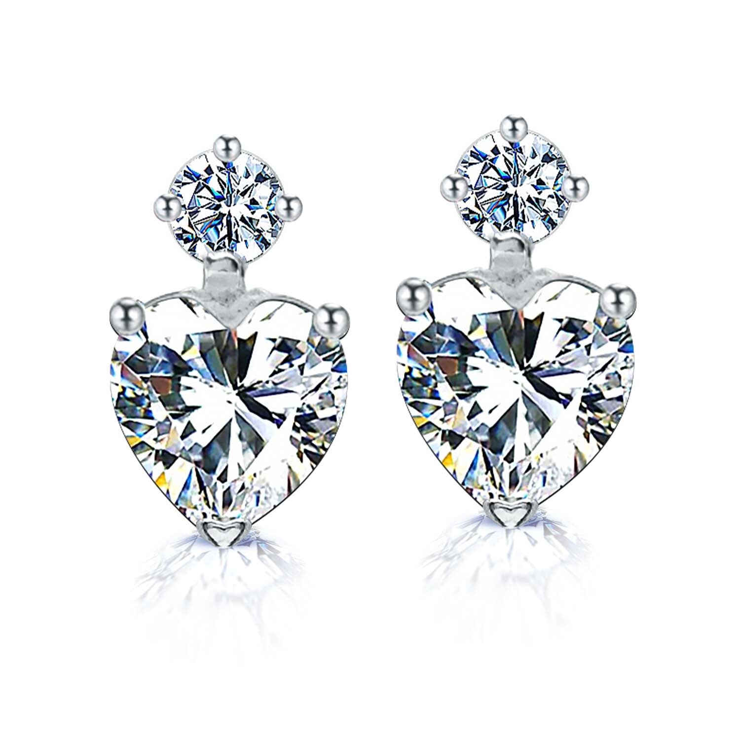 925 Sterling Silver CZ Diamond like Brilliance Sparkling Braided Heart Ear Stud Earrings for Women