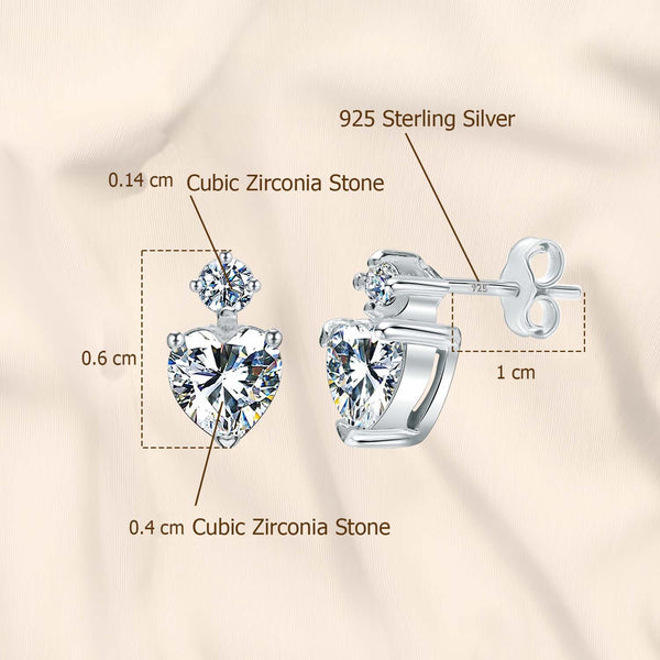 925 Sterling Silver CZ Diamond like Brilliance Sparkling Braided Heart Ear Stud Earrings for Women