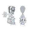 925 Sterling Silver Halo CZ Diamond like Brilliance Sparkling Pearl Shape Ear Stud Earrings for Women