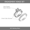 925 Sterling Silver Zirconia Rhodium-Plated Cathedral Style Princess Engagement Ring Wedding Band for Women