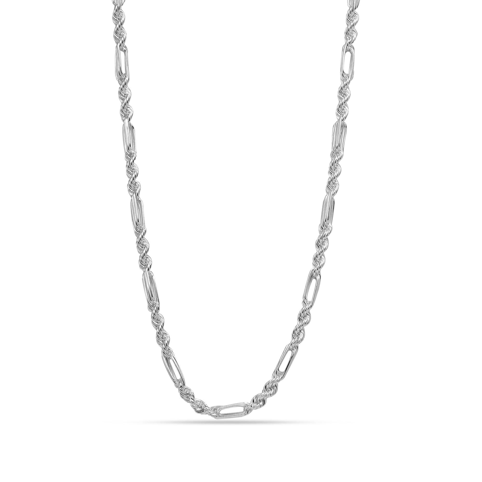 925 Sterling Silver Figarope Chain Italian Diamond-Cut Handmade Milano Figaro Rope Chain Necklace for Men and Women