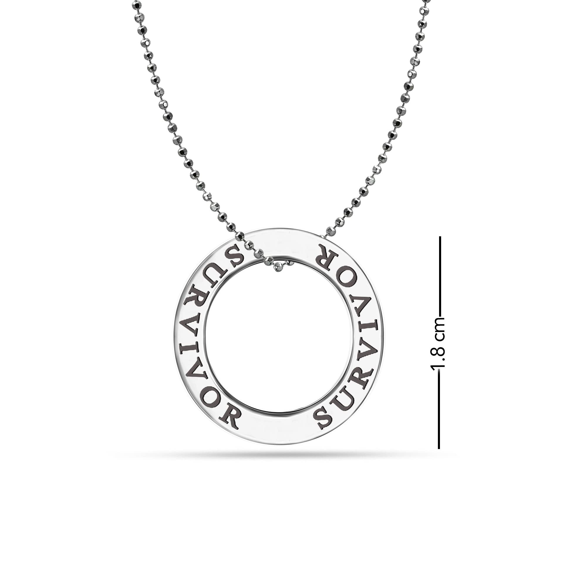 925 Sterling Silver SURVIVOR Open Circle Necklace for Teen Women