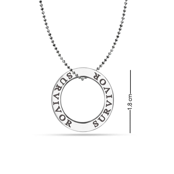 925 Sterling Silver SURVIVOR Open Circle Necklace for Teen Women