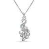 925 Sterling Silver Cz Peacock Pendant Necklace with Chain for Women and Girls