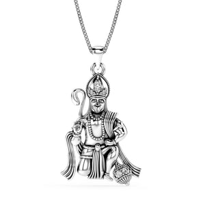 Silver Necklace - Classic ever-chic Lord Ganesha motif with gemstones