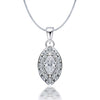 925 Sterling Silver Halo Cubic Zirconia Diamond like Brilliance Sparkling Marquise Pendant Necklace for Women