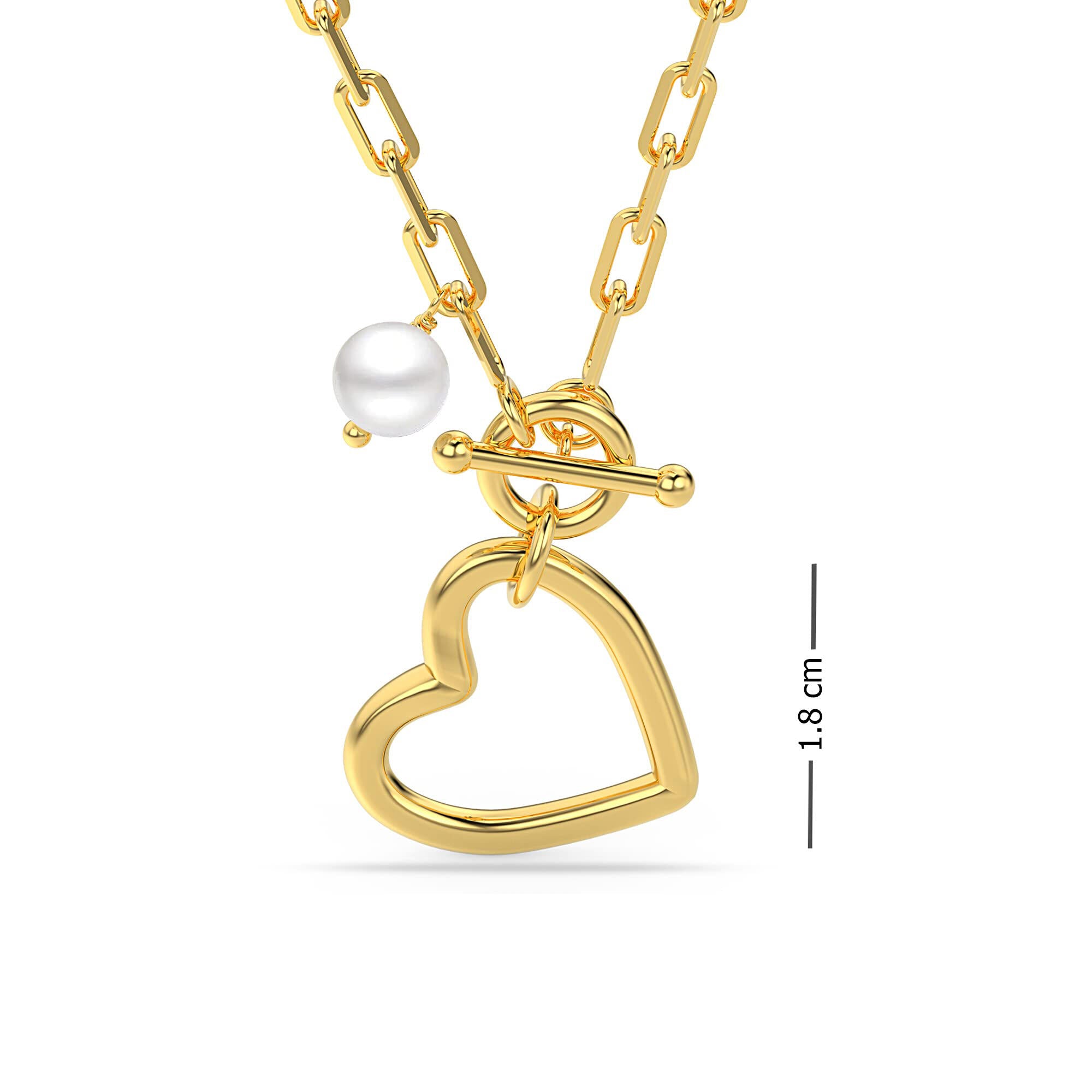 925 Sterling Silver 18K Gold-Plated Cultured Pearl Heart Pendant Necklace for Teen Women