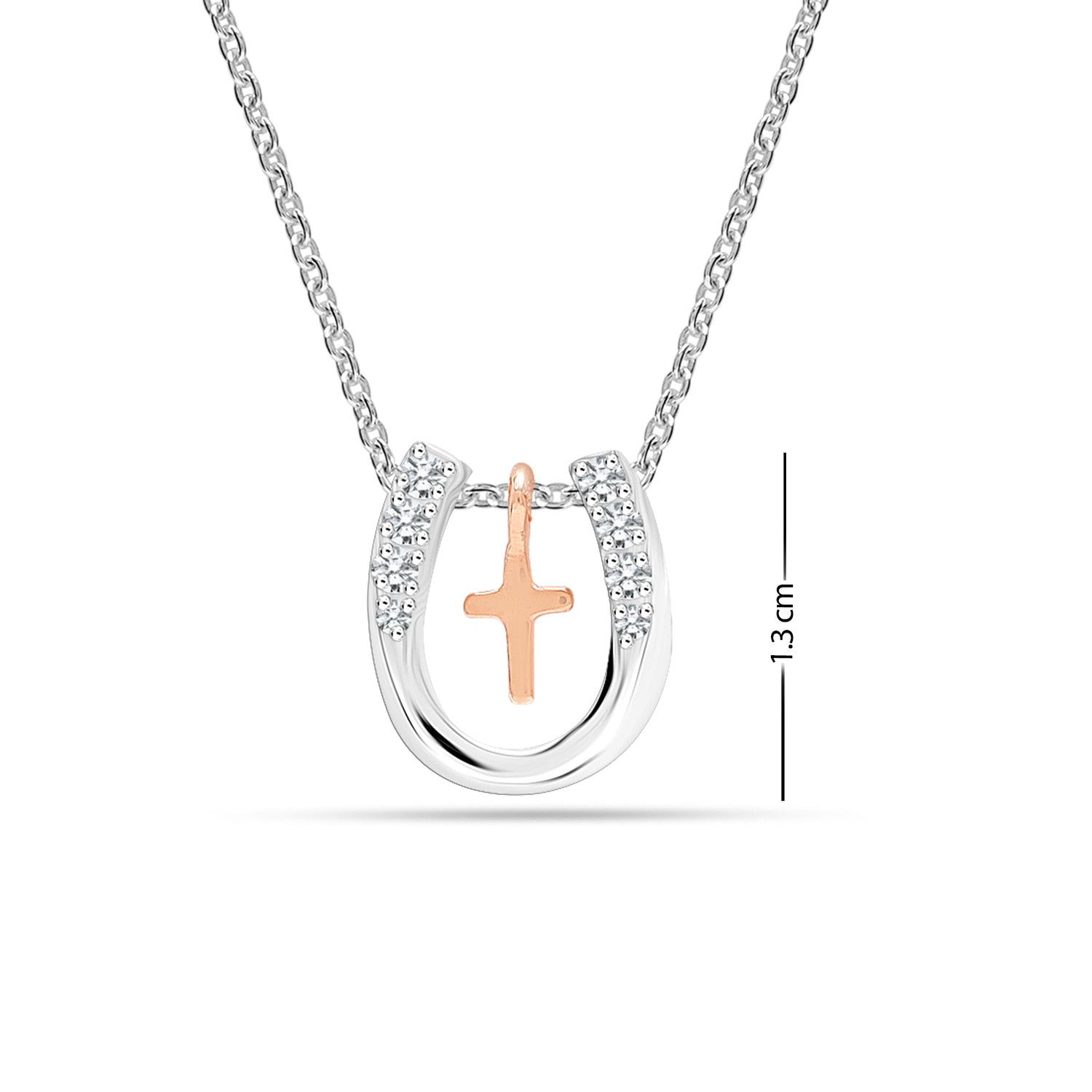 925 Sterling Silver Lucky Embrace Cross Horseshoe Pendant Necklace Jewelry Gifts for Women Teen