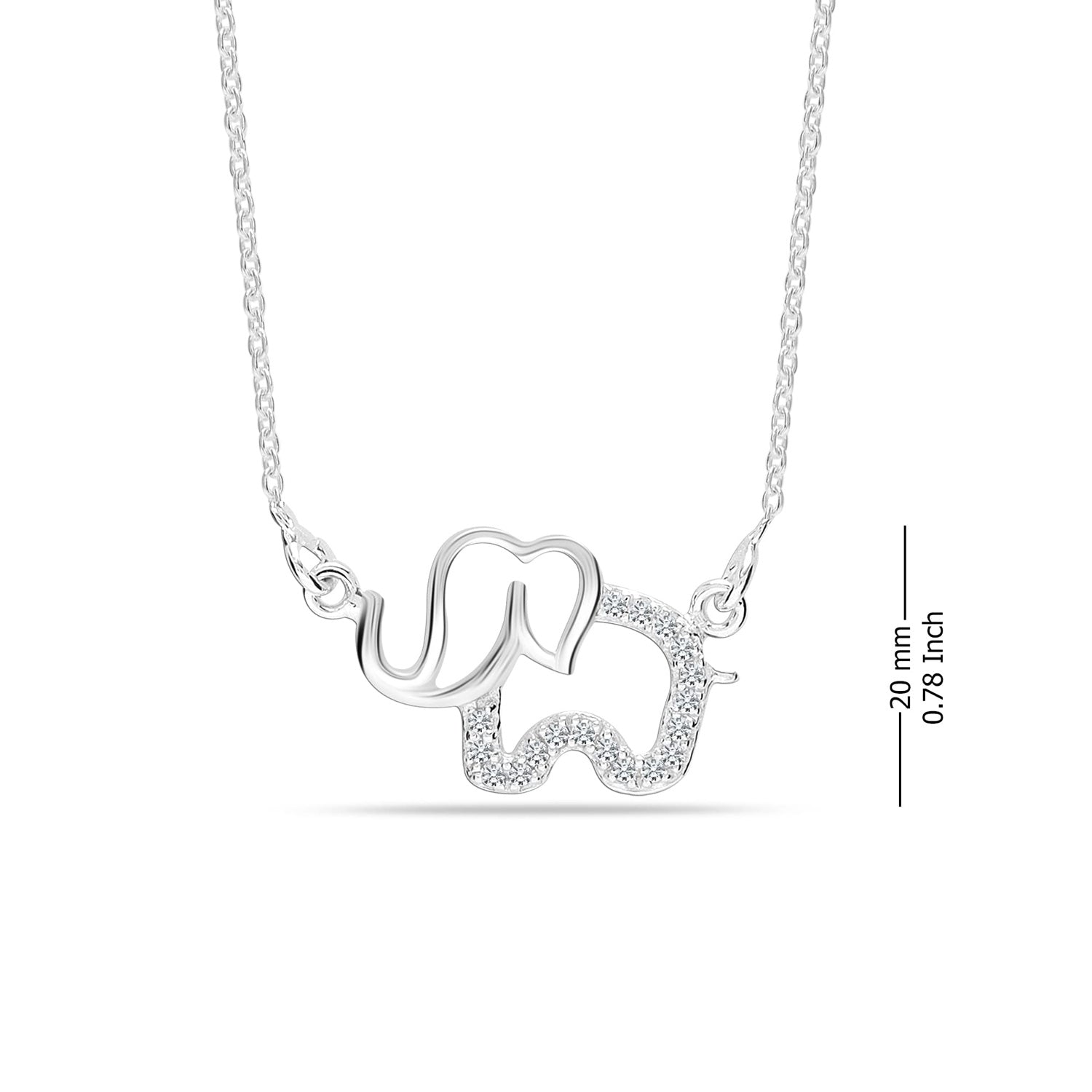 925 Sterling Silver CZ Elephant Necklace for Women Teen