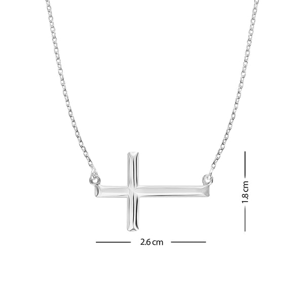 925 Sterling Silver Sideways Cross Pendant Necklace for Women Teen