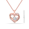 925 Sterling Silver Rose Gold-Plated I Love You Always and Forever CZ Heart Pendant Necklace for Teen Women