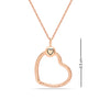 925 Sterling Silver Rose Gold-Plated Texture Heart Charm Pendant Necklace for Women Teen