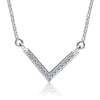 925 Sterling Silver Cubic Zirconia Diamond Like Sparkling Chevron Elegant Pendant Necklace for Women