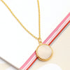 925 Sterling Silver 14K Gold-Plated Mother Of Pearl Circle Disc Pendant Necklace for Women Teen