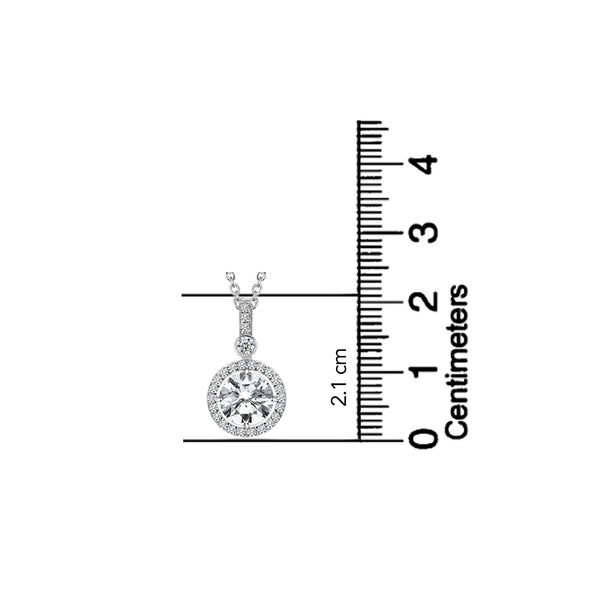 925 Sterling Silver CZ Drizzle Round Drop Pendant with Cable Chain Necklace for Women Teen