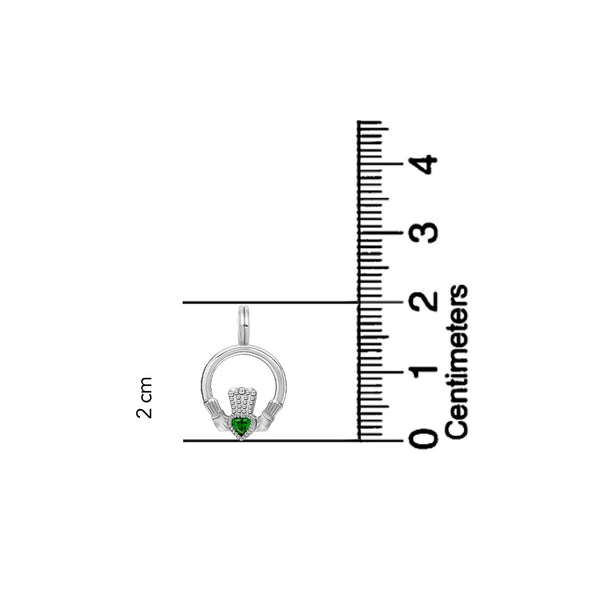 925 Sterling Silver Cubic Zirconia Round Open Circle Green Heart Shaped Claddagh Adjustable Curb Link Chain Pendant Necklace for Women