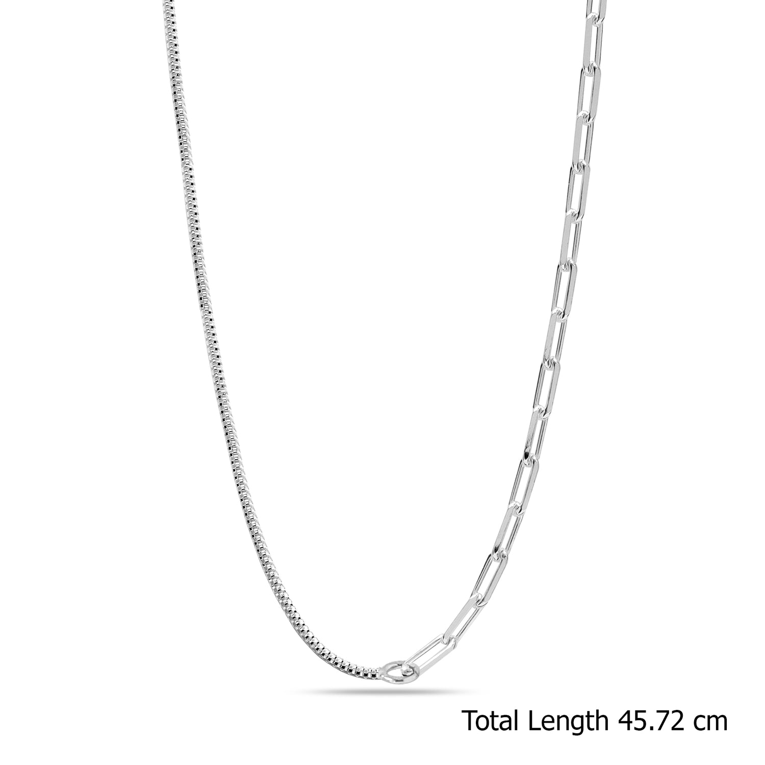 925 Sterling Silver Hypoallergenic Double Paperclip Links Chain & Popcorn Chain Necklace for Women