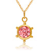 925 Sterling Silver Gold Plated Pink Cubic Zirconia Diamond-Like Sparkling Ship wheel Elegant Pendant Necklace for Women