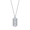 925 Sterling Silver Cubic Zirconia Razor Blade Pendant Necklace for Men