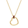 925 Sterling Silver 14K Gold Plated Red Garnet Gemstone Open Heart Chain Pendant Necklace for Women