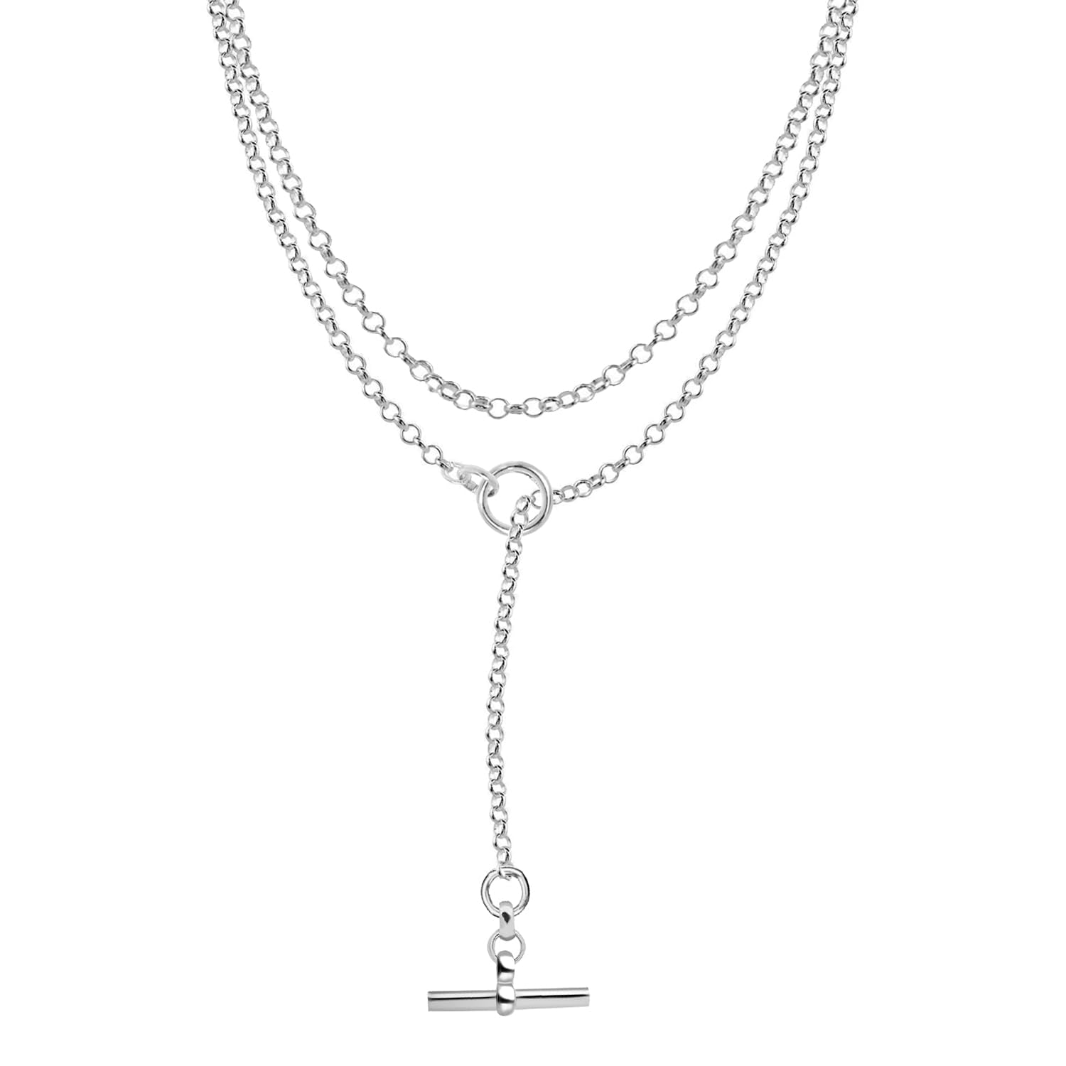 925 Sterling Silver Lariat Y Toggle Clasp Adjustable Necklace for Women