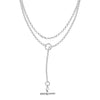 925 Sterling Silver Lariat Y Toggle Clasp Adjustable Necklace for Women